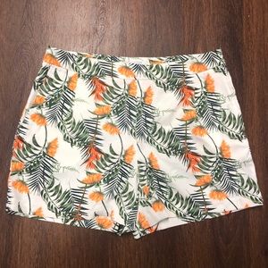 Floral print fabric shorts